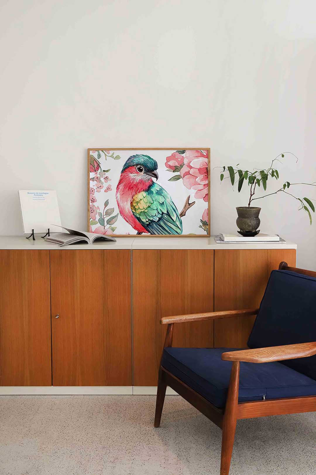 Vogel en bloemen Poster