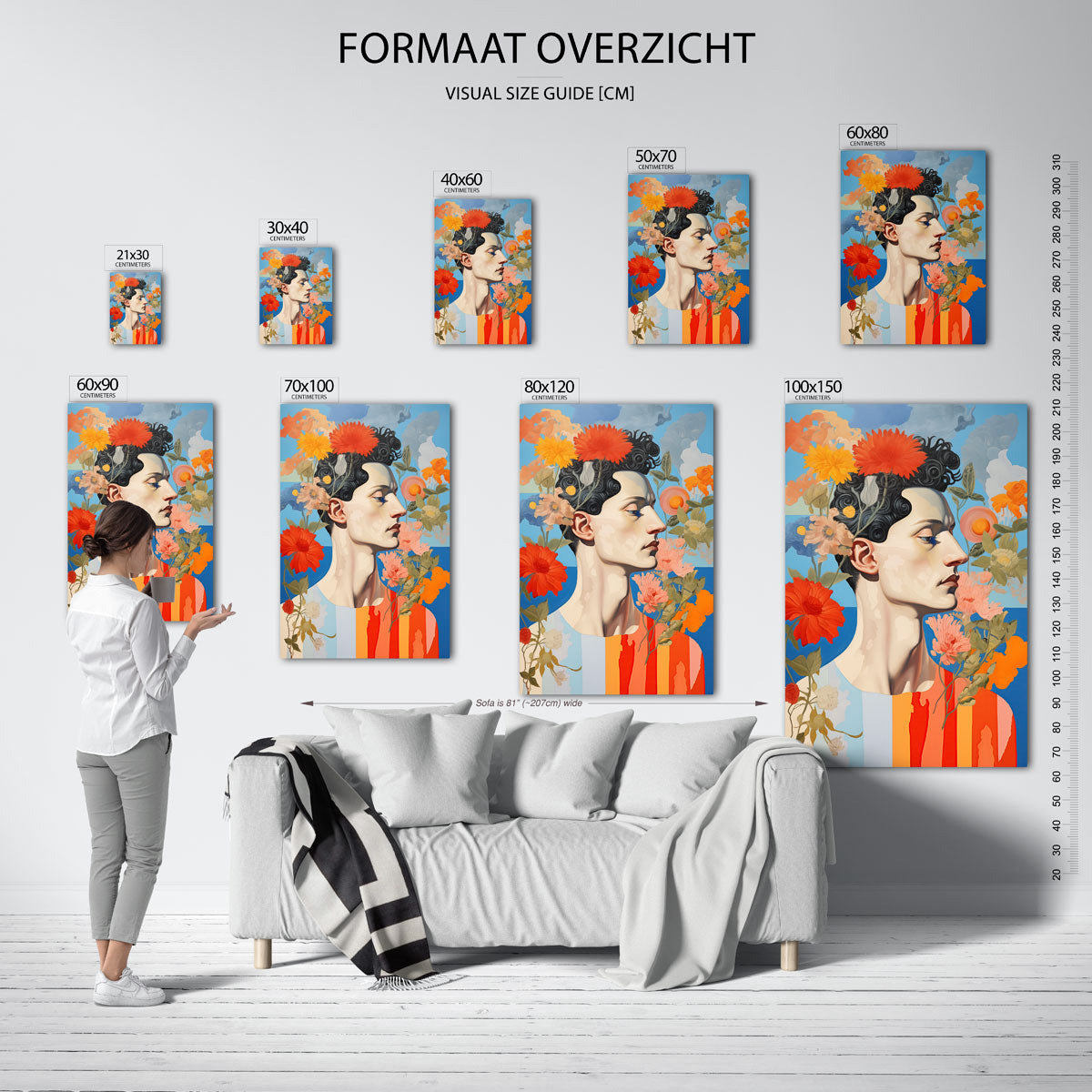 Bloemen en profiel Poster