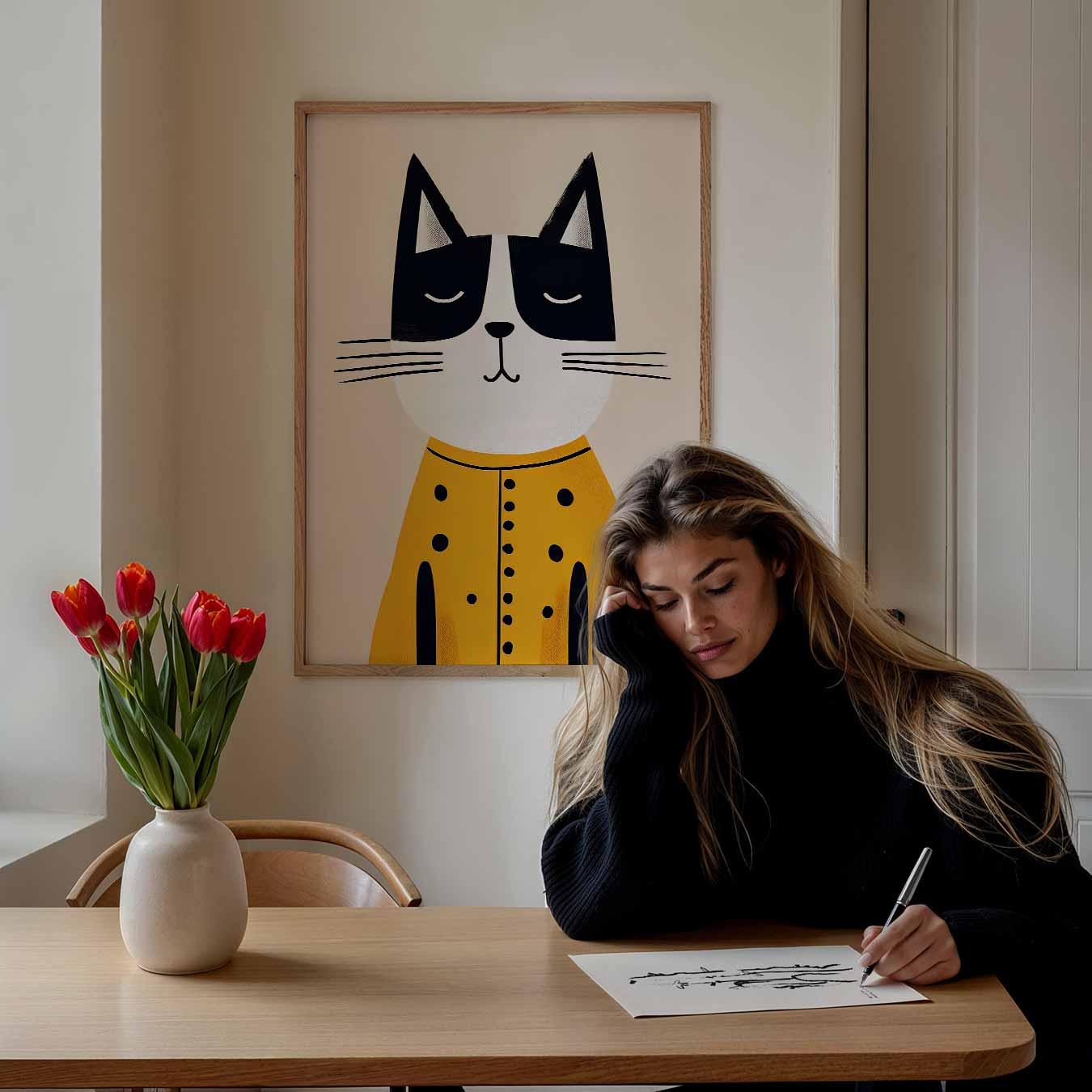 Stijlvolle Kat Illustratie Poster