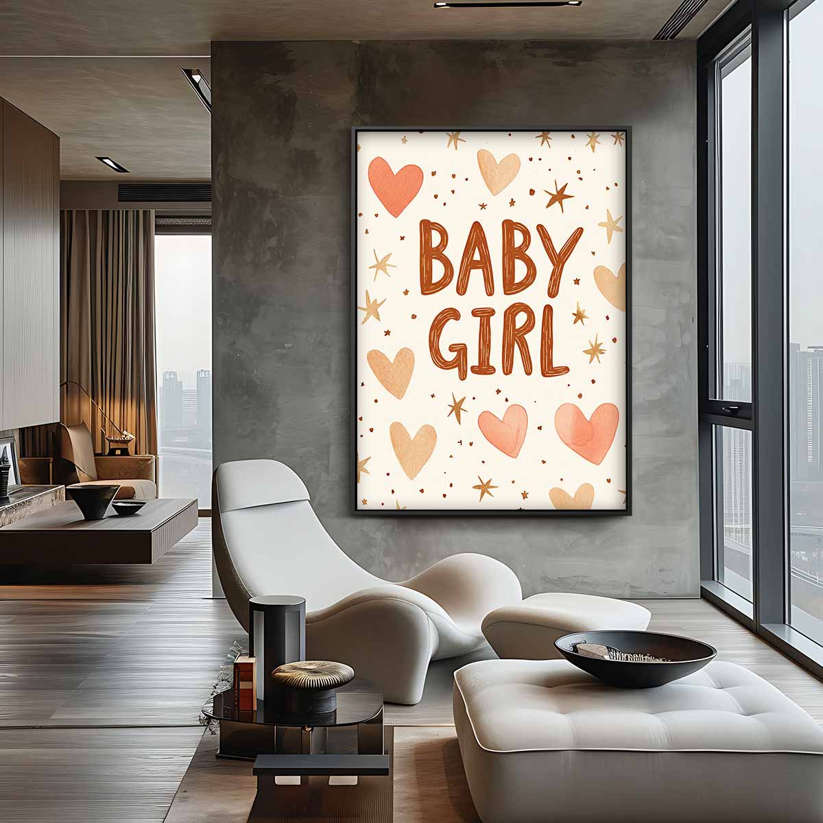 Welkomstkaart Baby Meisje Kunstwerk-canvas-dibond-plexiglas-wanddecoratie-WallArtistic