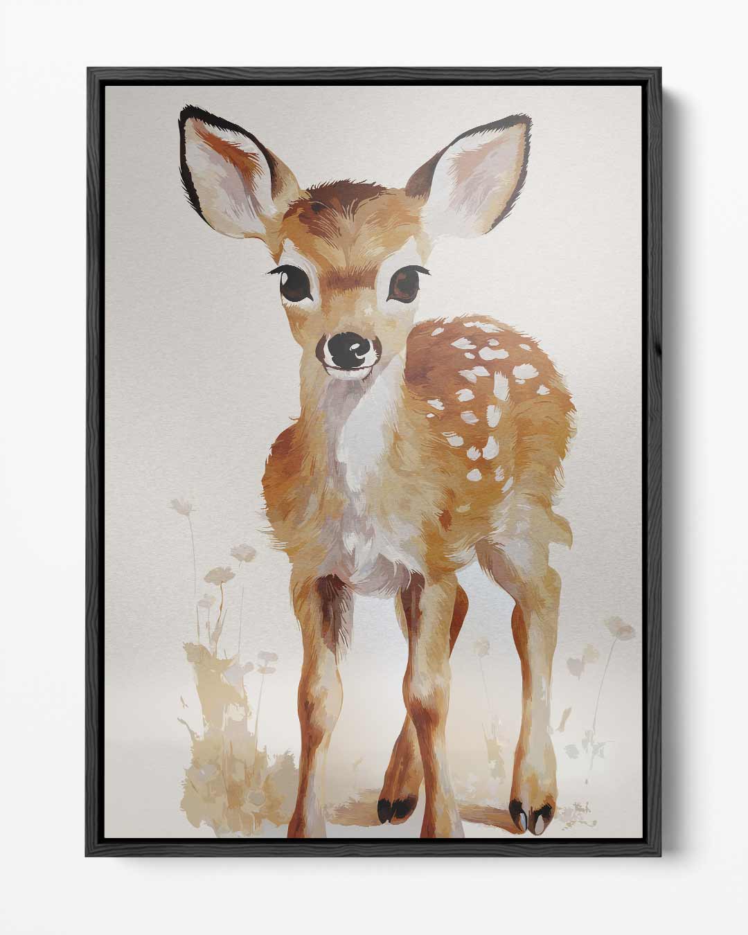 Schattig Hertenkalf in Bloemenweide Kunstwerk-canvas-dibond-plexiglas-wanddecoratie-WallArtistic