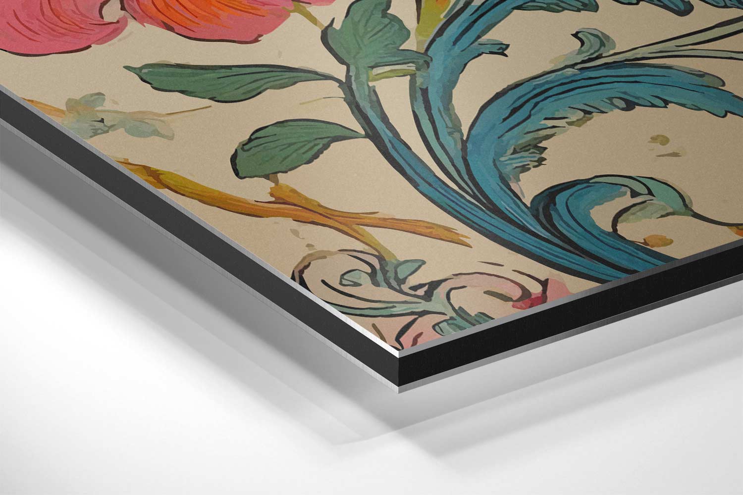 Bloemrijk Fantasiepatroon Kunstwerk-canvas-dibond-plexiglas-wanddecoratie-WallArtistic