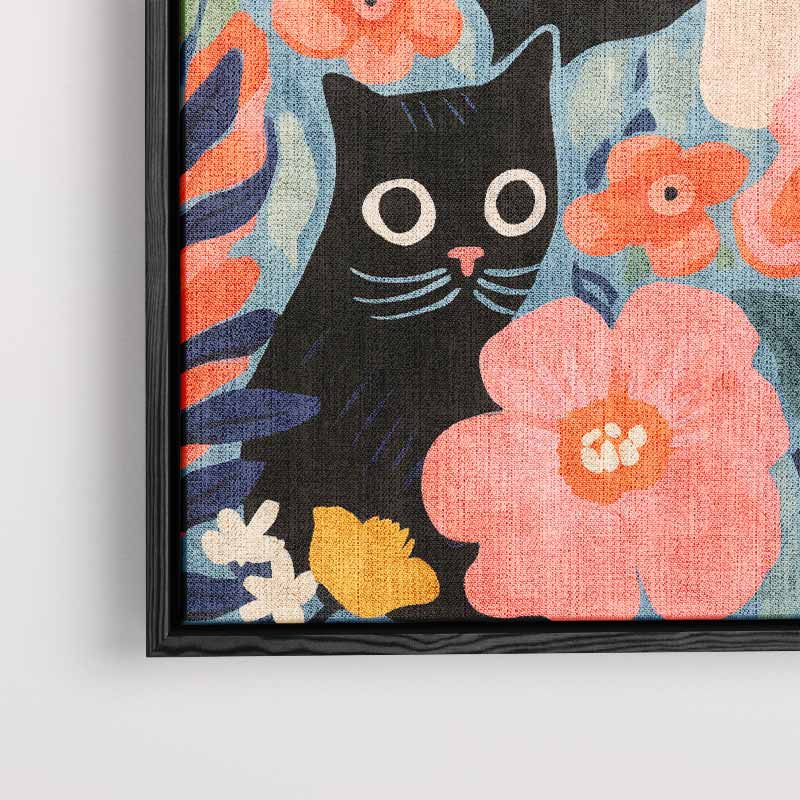 Bloemendroom met Kat Kunstwerk-canvas-dibond-plexiglas-wanddecoratie-WallArtistic