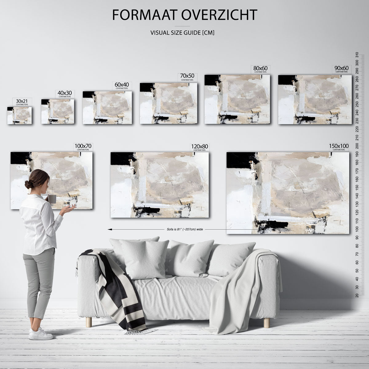 Abstracte beige en zwarte Poster