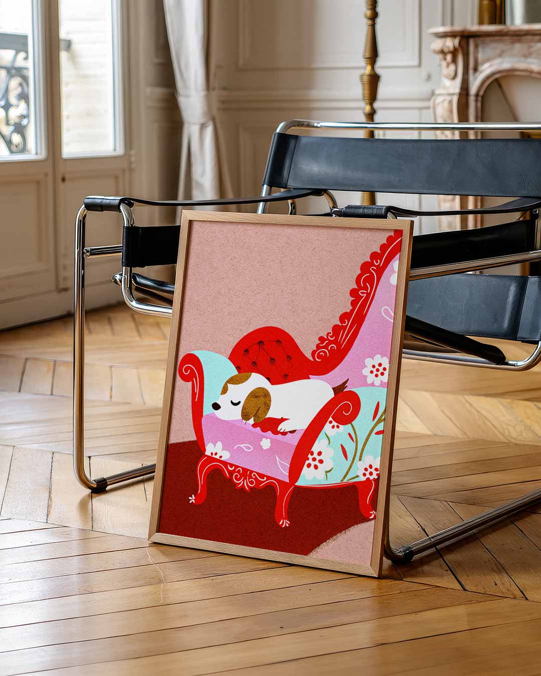 Slapende Poes op Chique Bankje Poster