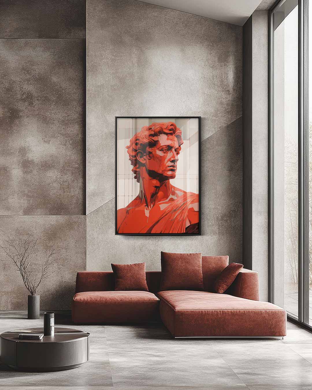 Rood Portret van David Kunstwerk-canvas-dibond-plexiglas-wanddecoratie-WallArtistic