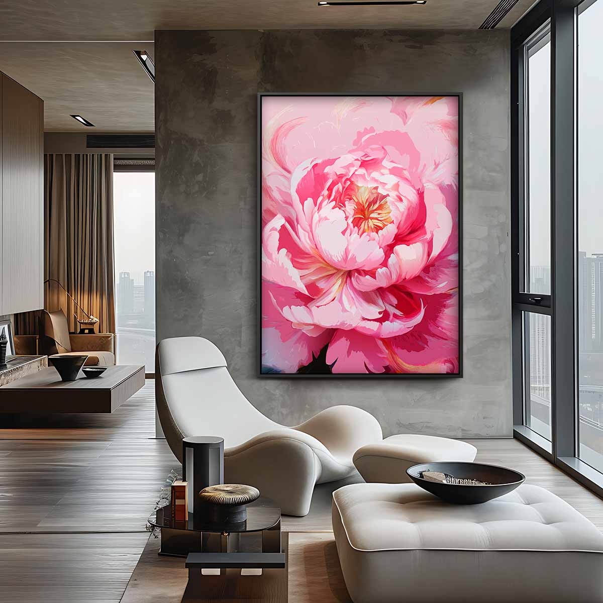 Bloeiende Peony Kunstwerk-canvas-dibond-plexiglas-wanddecoratie-WallArtistic