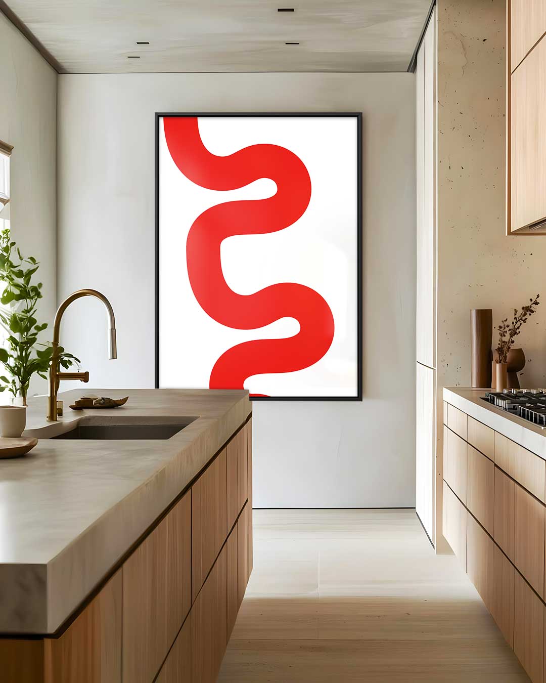 Speelse Rode Golf Kunstwerk-canvas-dibond-plexiglas-wanddecoratie-WallArtistic