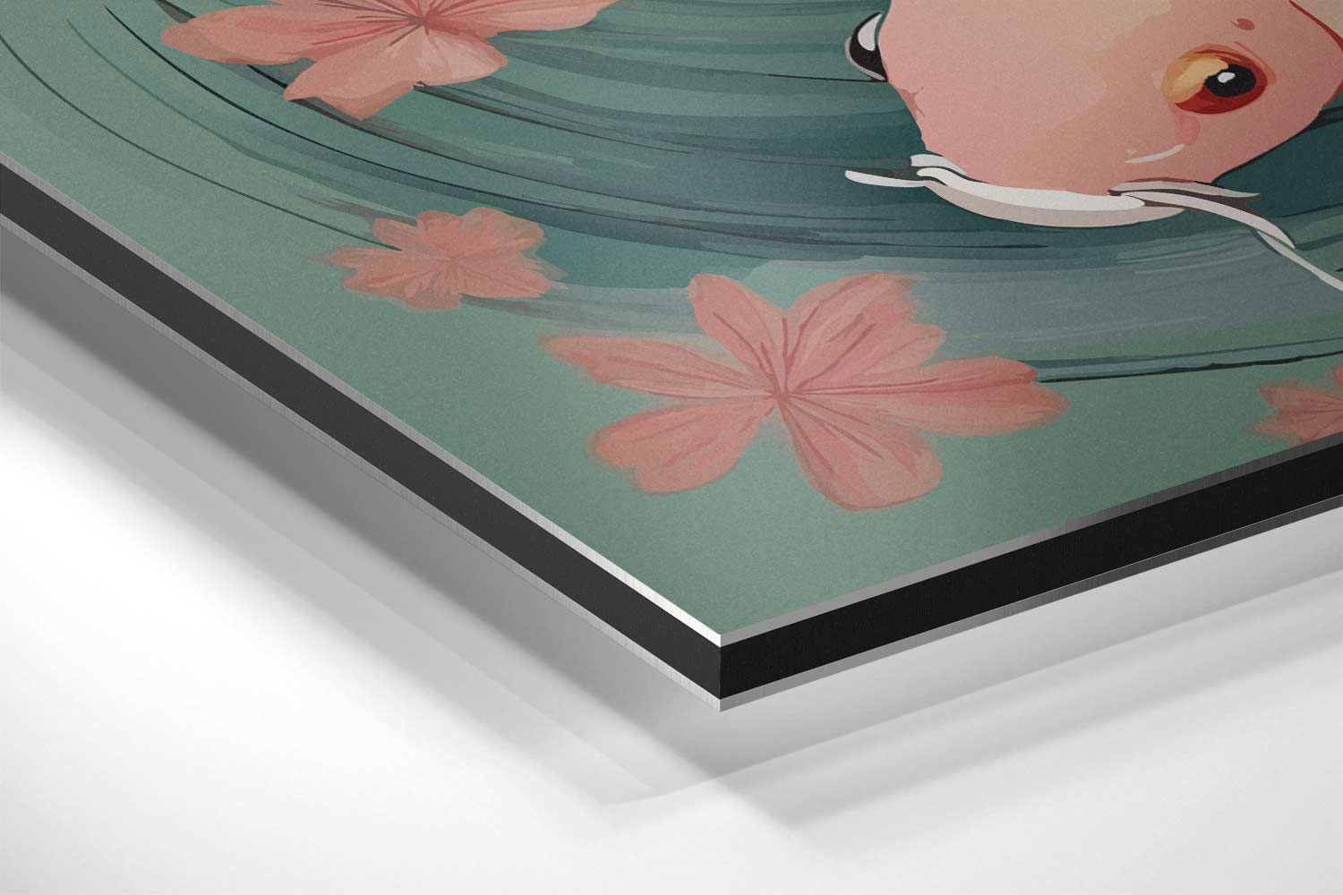 Koi Vissen in Stroom Kunstwerk-canvas-dibond-plexiglas-wanddecoratie-WallArtistic