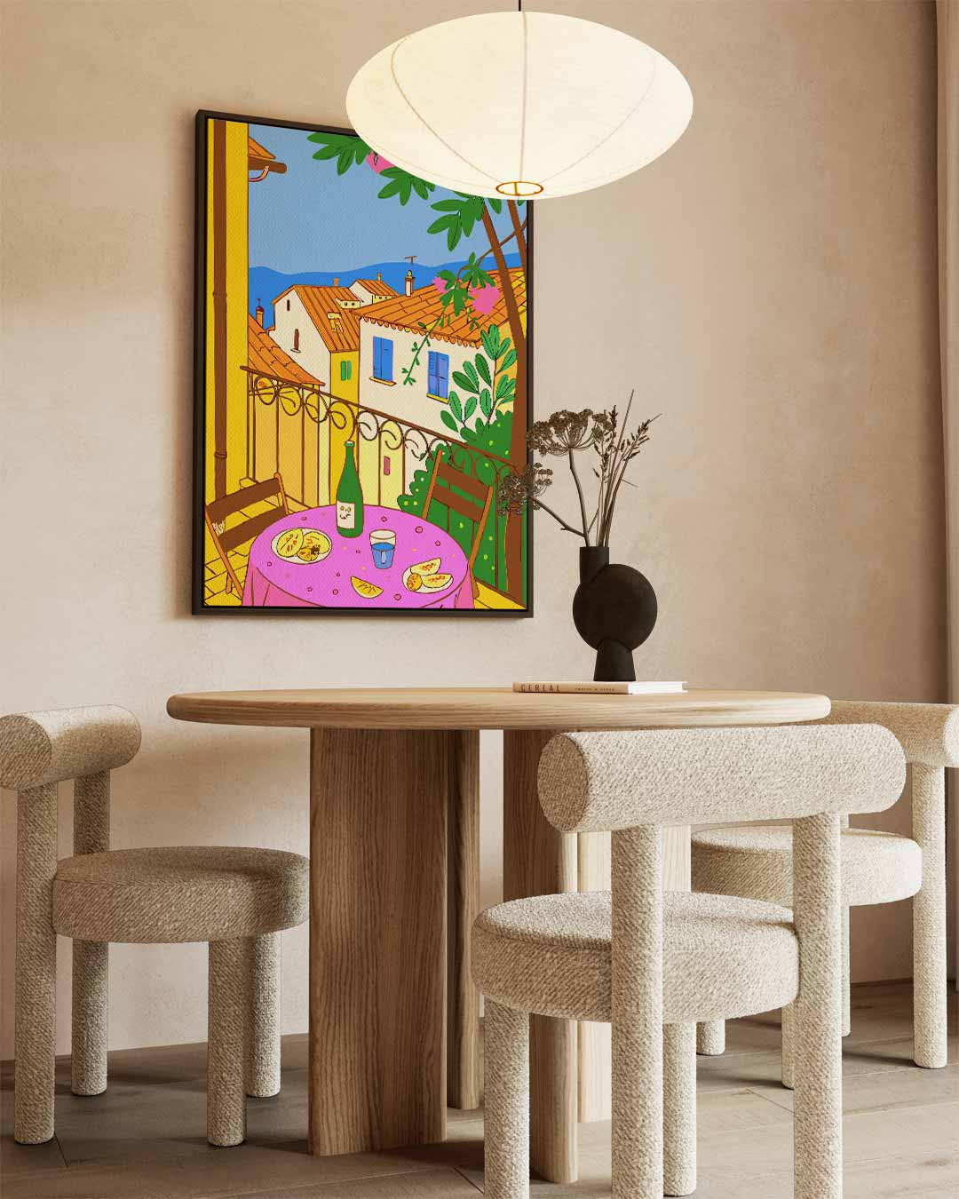 Zonnig Terras Uitzicht Kunstwerk-canvas-dibond-plexiglas-wanddecoratie-WallArtistic