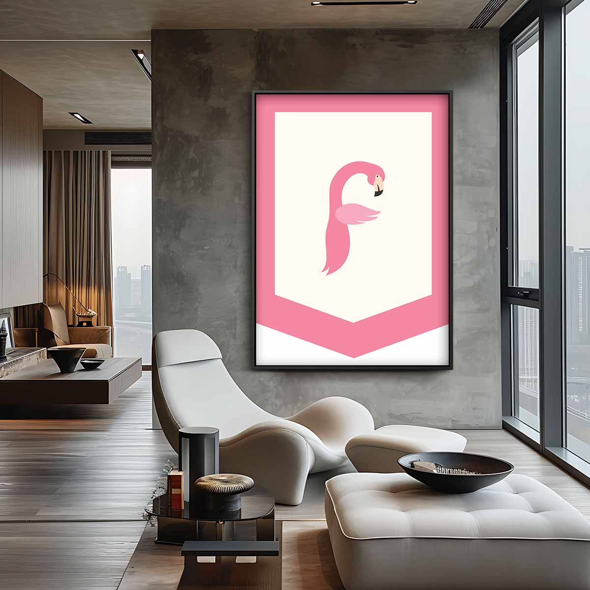 Flamingo Elegantie Kunstwerk-canvas-dibond-plexiglas-wanddecoratie-WallArtistic