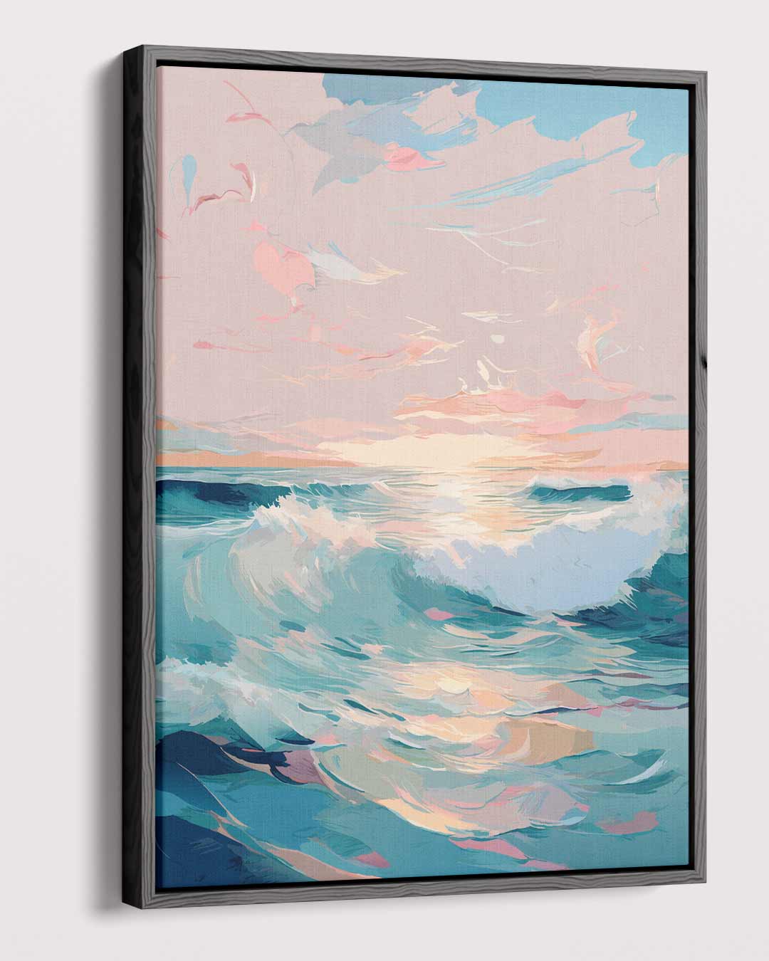 Krachtige Golven bij Zonsondergang Kunstwerk-canvas-dibond-plexiglas-wanddecoratie-WallArtistic