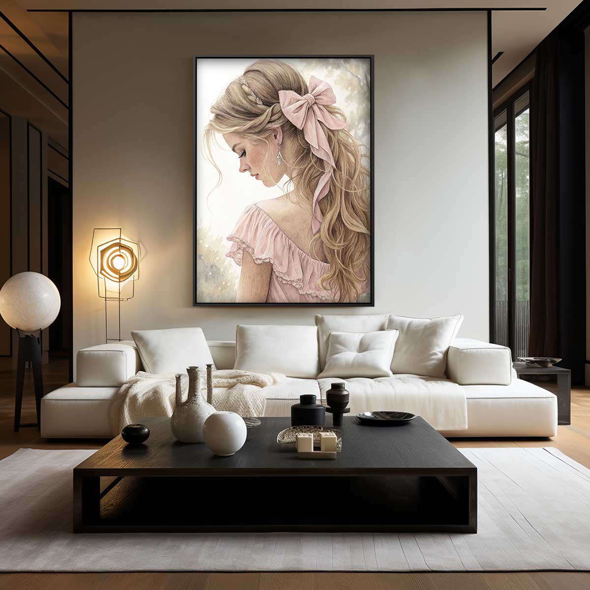 Betoverende Zachtroze Linten Kunstwerk-canvas-dibond-plexiglas-wanddecoratie-WallArtistic