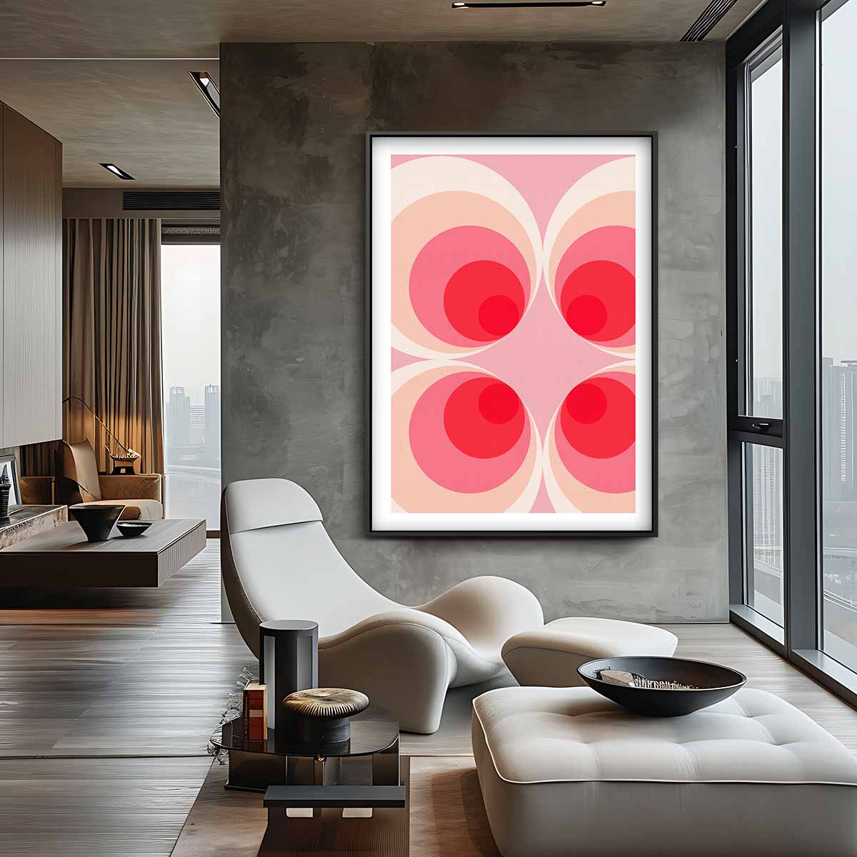 Retro Cirkelpatroon Kunstwerk Kunstwerk-canvas-dibond-plexiglas-wanddecoratie-WallArtistic