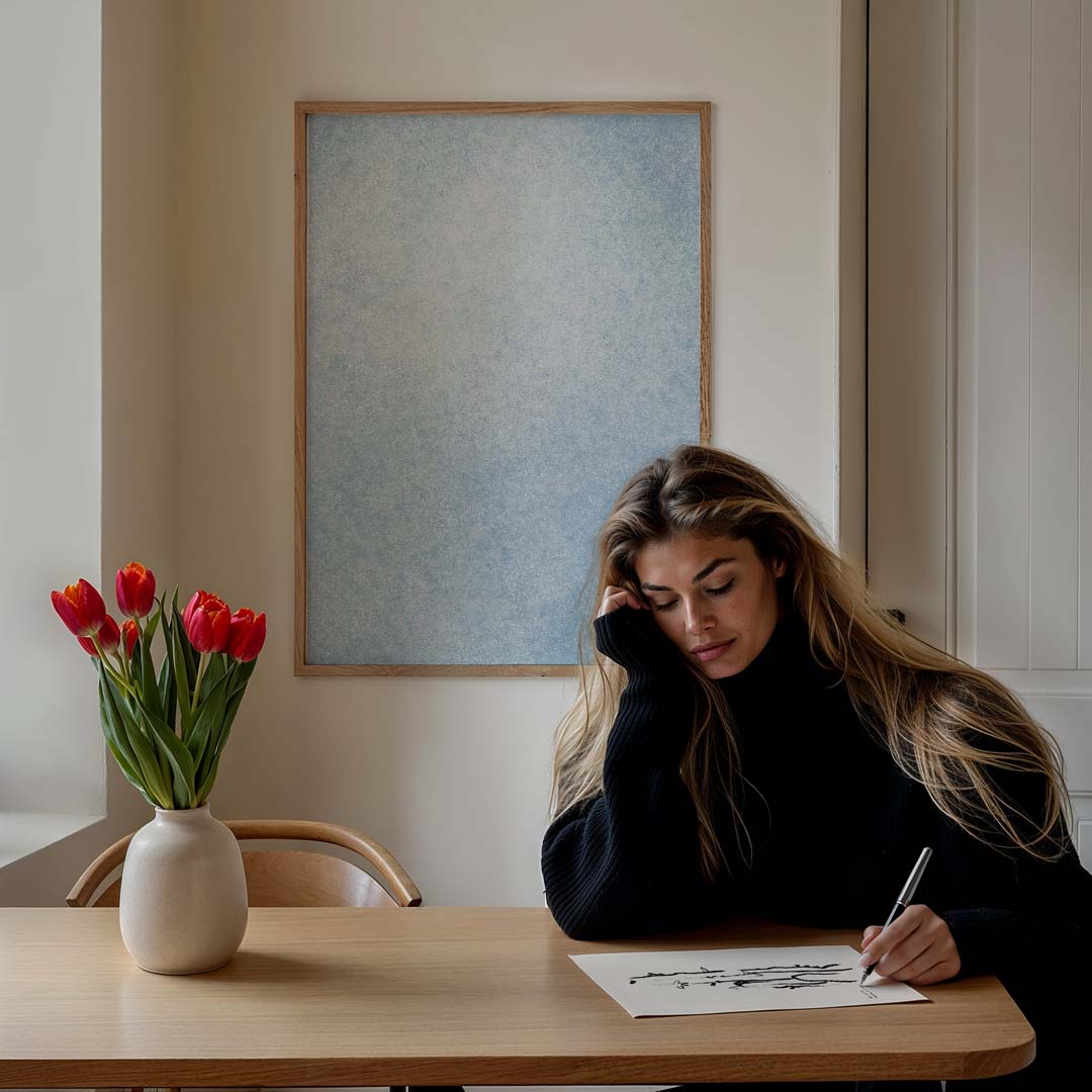 Poederblauwe Elegantie Poster-WallArtistic