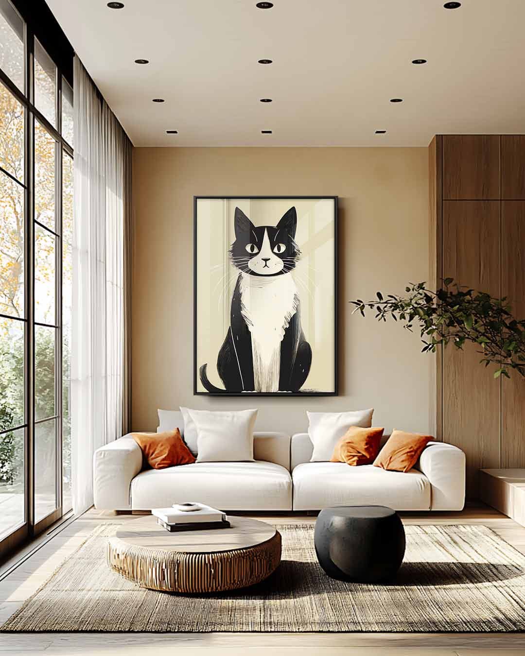 Tijdloze Tuxedo Katkunst Kunstwerk-canvas-dibond-plexiglas-wanddecoratie-WallArtistic