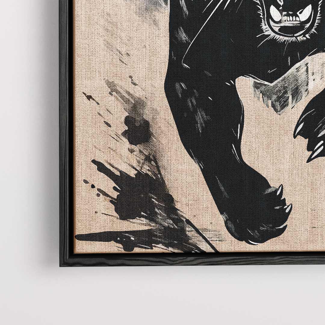 Indrukwekkende Zwarte Panter Schilderij Kunstwerk-canvas-dibond-plexiglas-wanddecoratie-WallArtistic