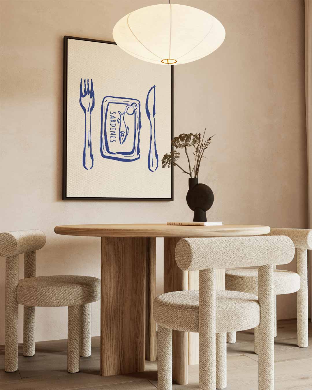 Sardines op Tafel - Grafische Print Kunstwerk-canvas-dibond-plexiglas-wanddecoratie-WallArtistic