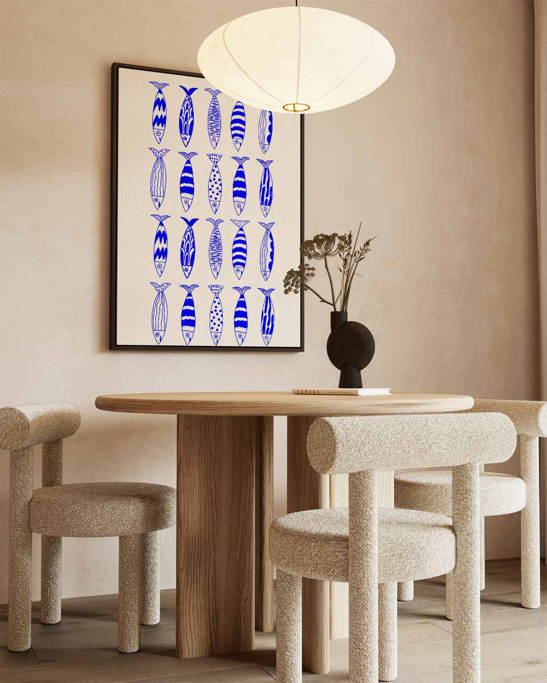 Abstract Vissenpatroon in Blauw Kunstwerk-canvas-dibond-plexiglas-wanddecoratie-WallArtistic