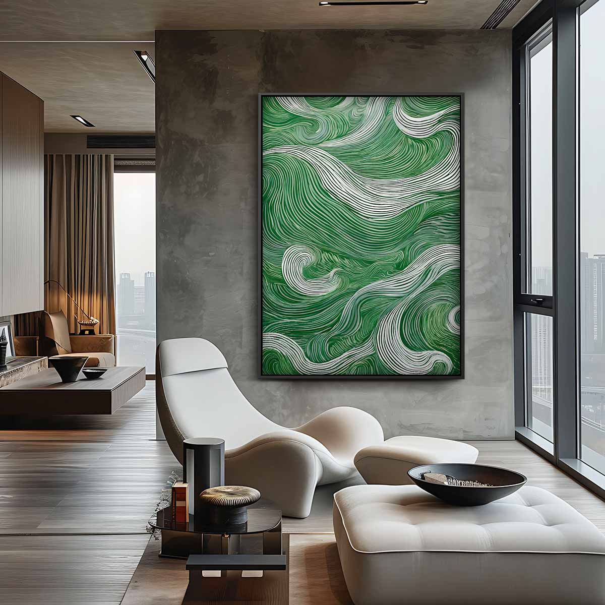 Groen Getijden Kunstwerk-canvas-dibond-plexiglas-wanddecoratie-WallArtistic