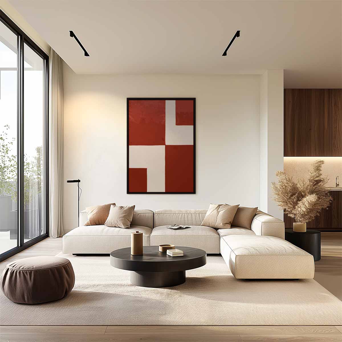 Abstract Rood-Blok Kunstwerk Kunstwerk-canvas-dibond-plexiglas-wanddecoratie-WallArtistic