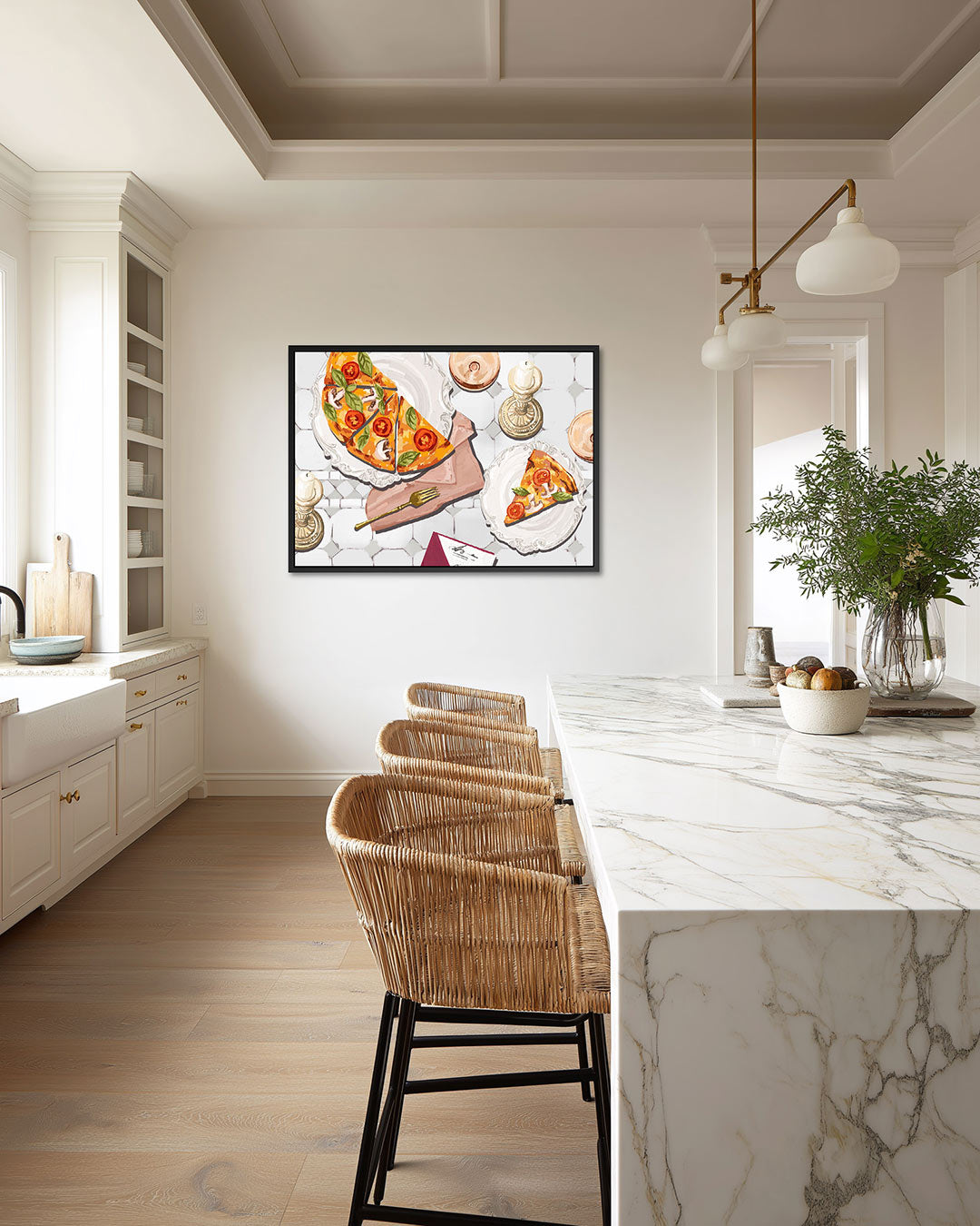 Pizza en kaarsen Kunstwerk