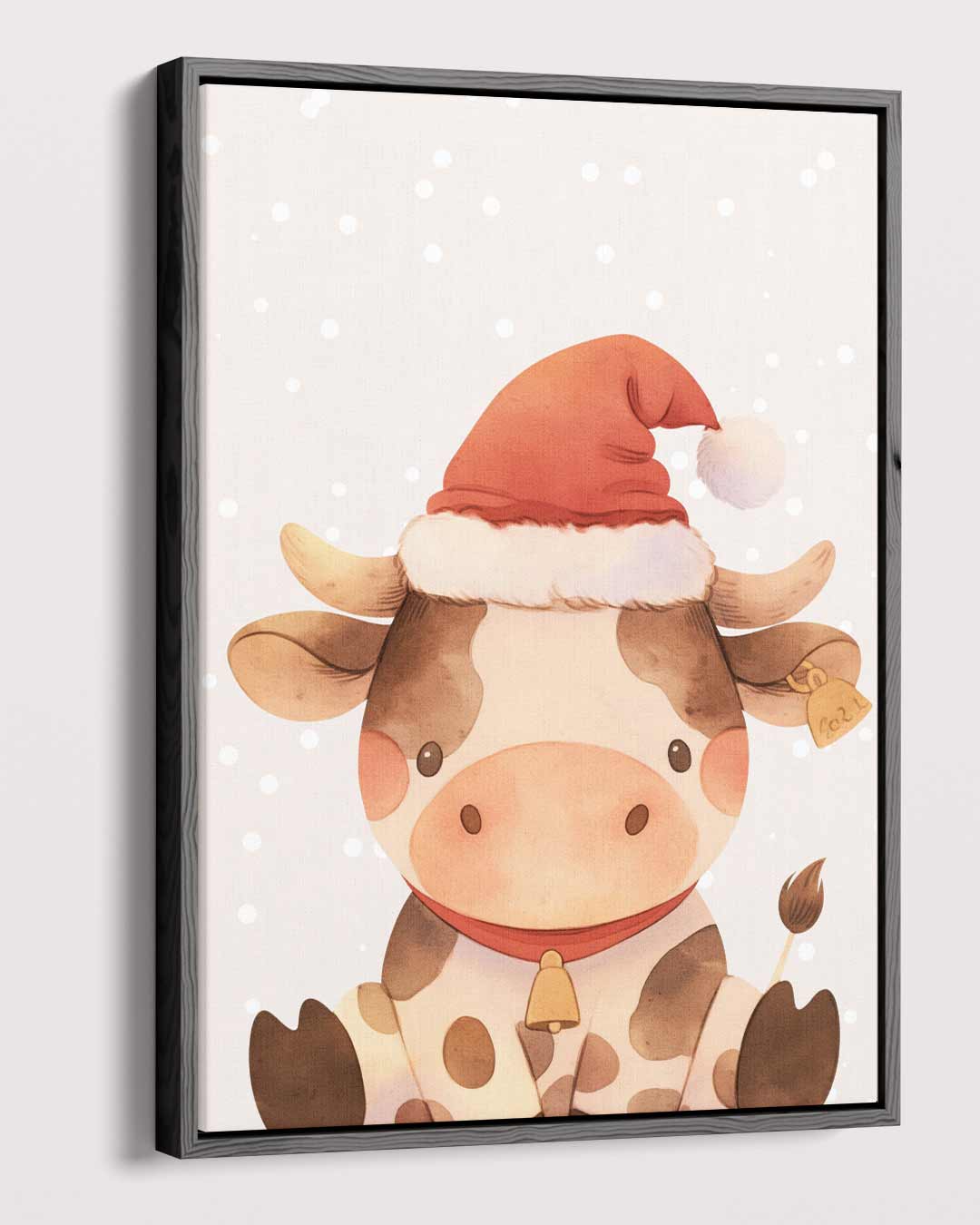 Kerstkoe Illustratie Kunstwerk-canvas-dibond-plexiglas-wanddecoratie-WallArtistic