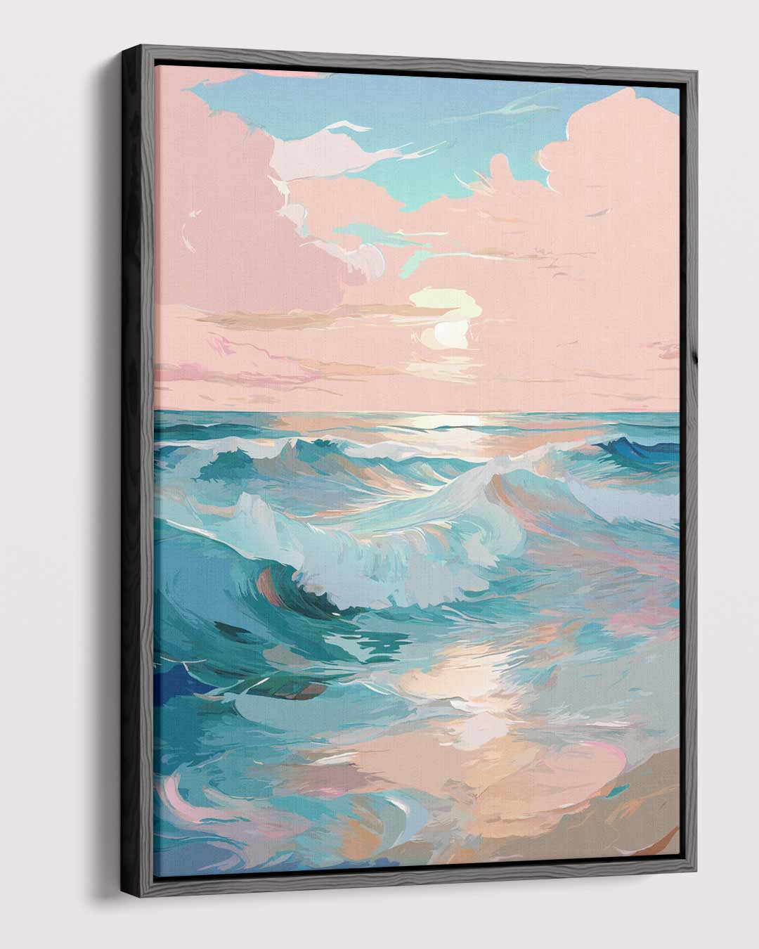 Zomers Golvenspel bij Zonsondergang Kunstwerk-canvas-dibond-plexiglas-wanddecoratie-WallArtistic