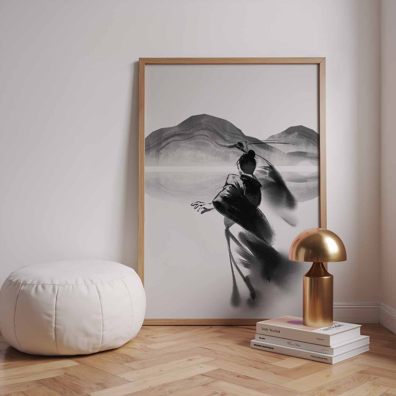 Dansende Schaduwfiguur Poster-WallArtistic