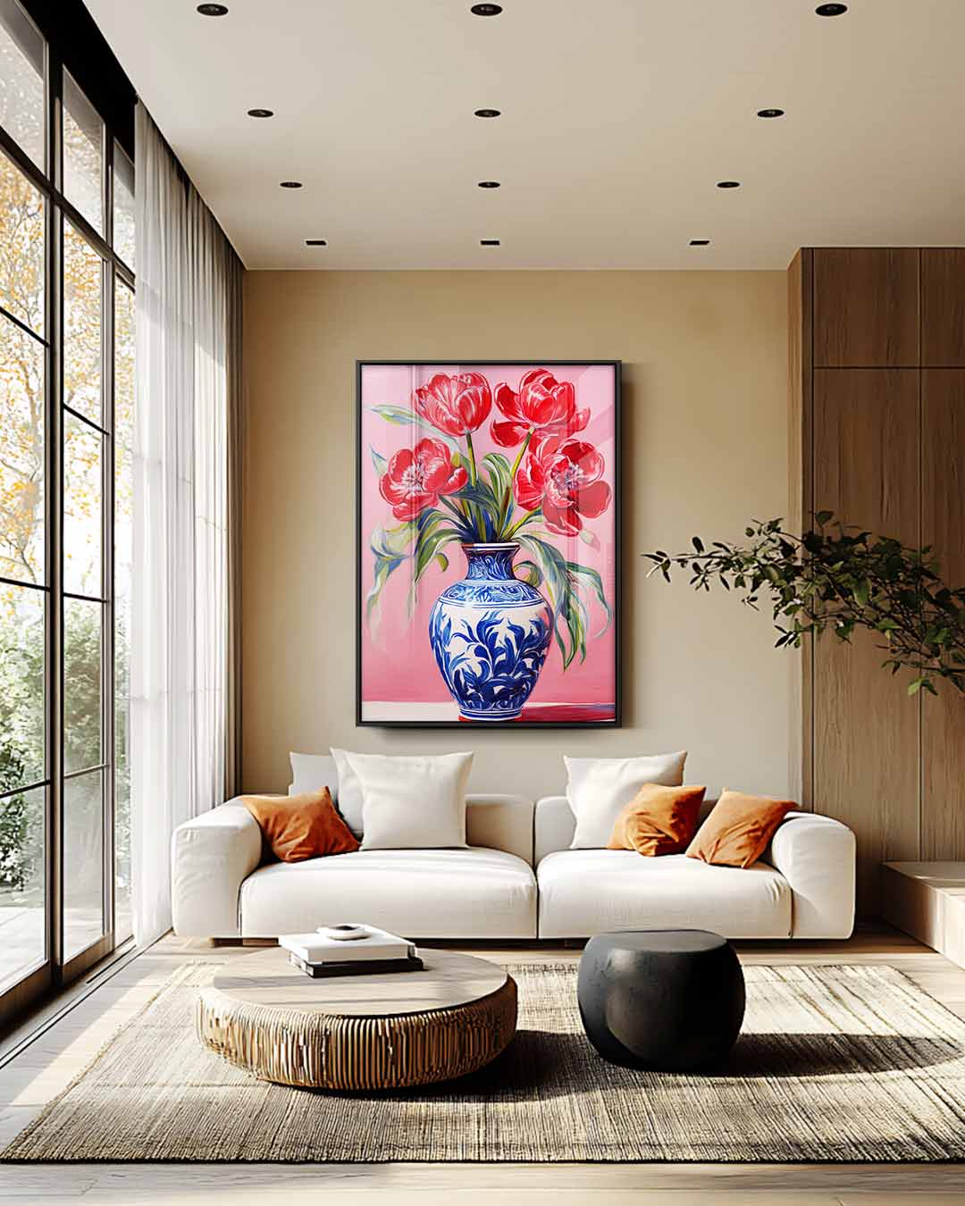 Levende Tulpen in Vaas Kunstwerk-canvas-dibond-plexiglas-wanddecoratie-WallArtistic