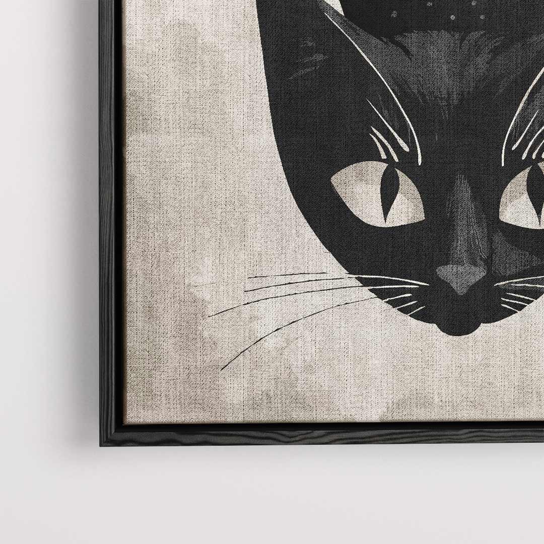 Mystieke Kat in Zwart-Wit Kunstwerk-canvas-dibond-plexiglas-wanddecoratie-WallArtistic