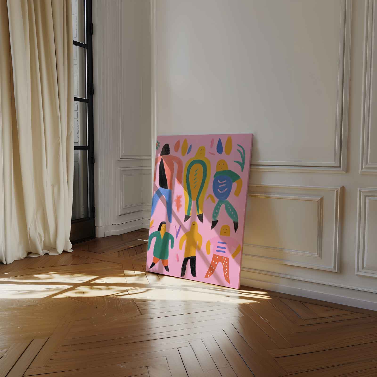 Kleurrijke Dans van Vormen Kunstwerk-canvas-dibond-plexiglas-wanddecoratie-WallArtistic