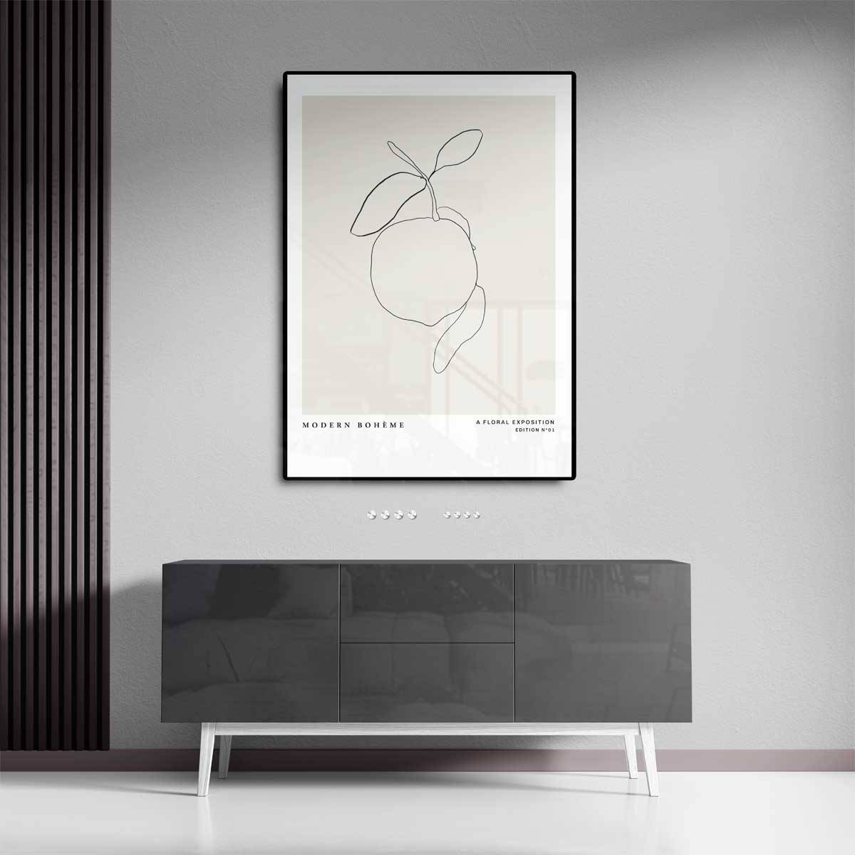 Minimalistische Citruslijntekening Kunstwerk-canvas-dibond-plexiglas-wanddecoratie-WallArtistic