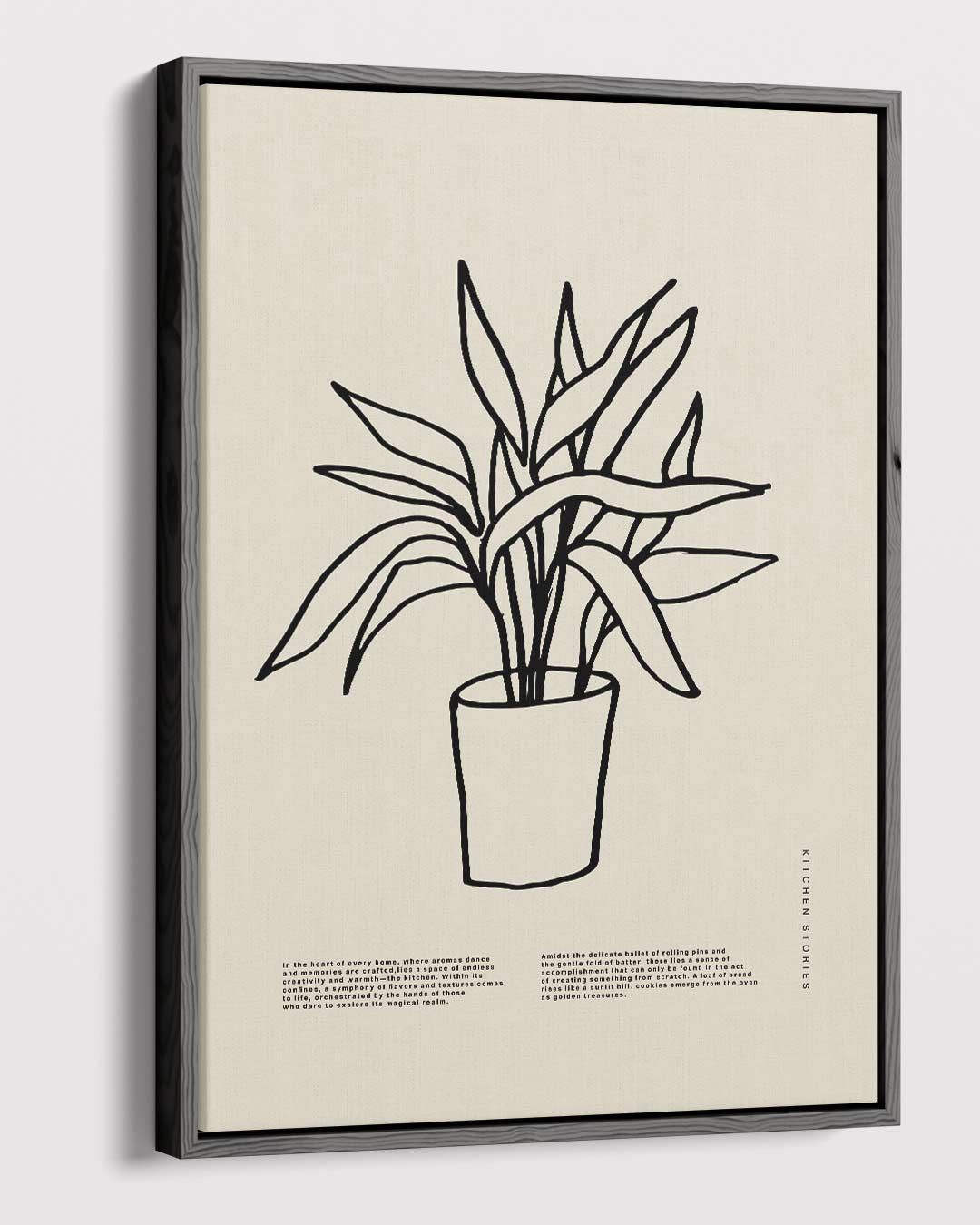 Simpele Plantenillustratie op Beigekleurige Achtergrond Kunstwerk-canvas-dibond-plexiglas-wanddecoratie-WallArtistic