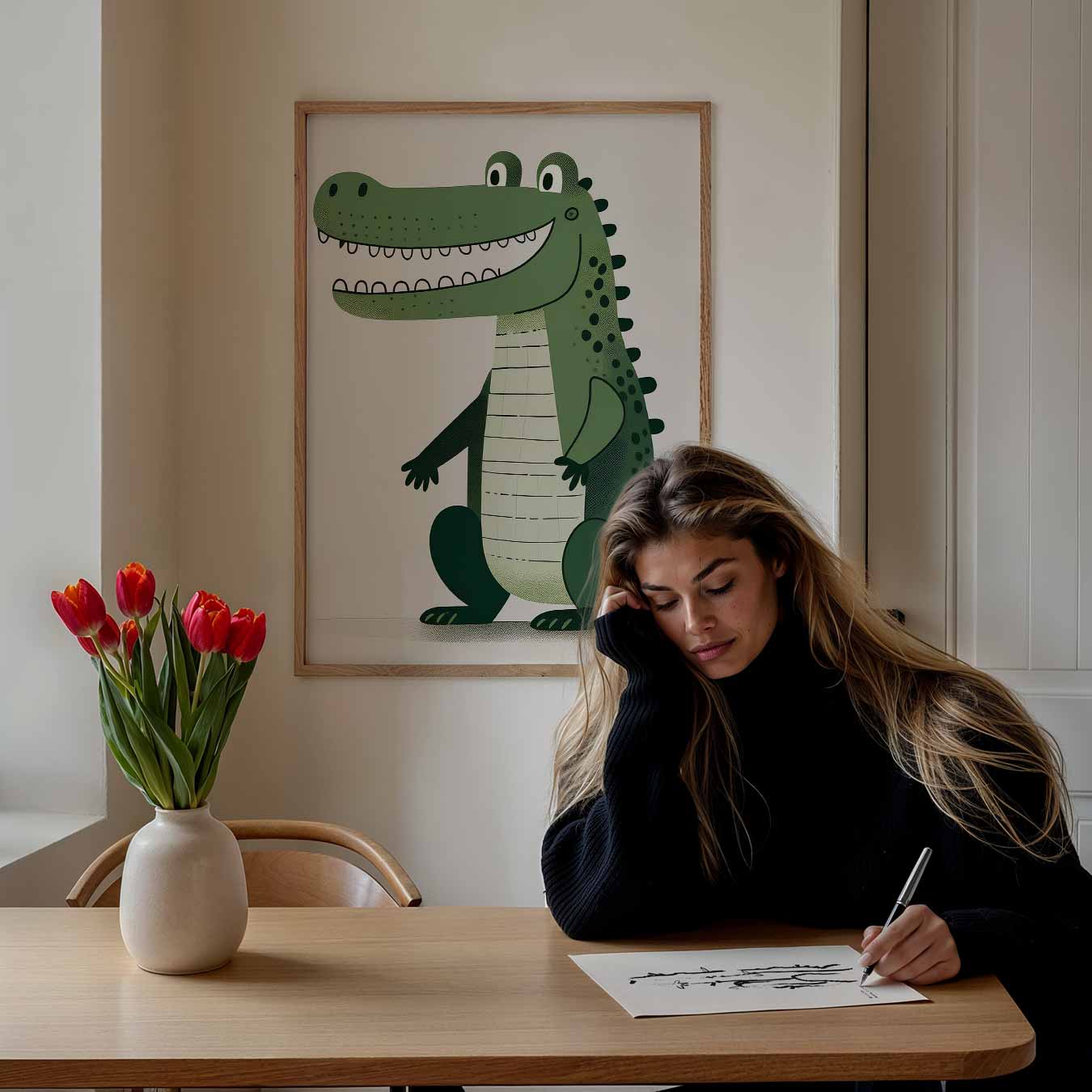 Vrolijke Krokodil Kinderkamer Poster
