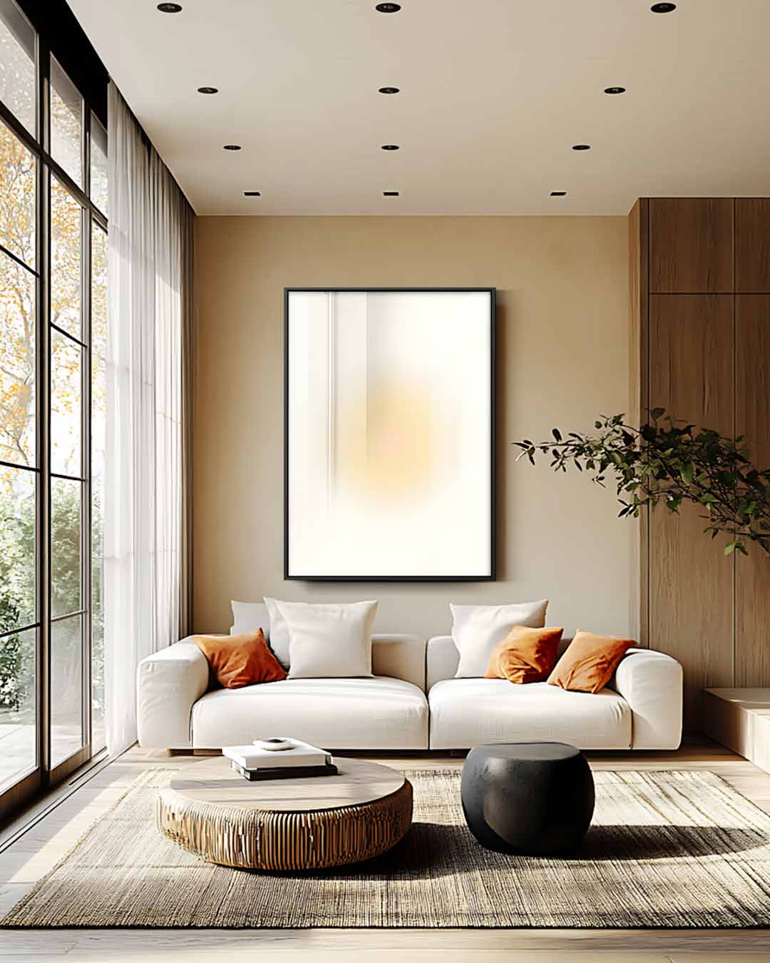 Zonsopgang Aquarel Cirkel Kunstwerk-canvas-dibond-plexiglas-wanddecoratie-WallArtistic