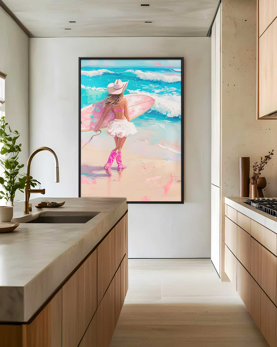 Surfcowgirl Dromen Kunstwerk-canvas-dibond-plexiglas-wanddecoratie-WallArtistic