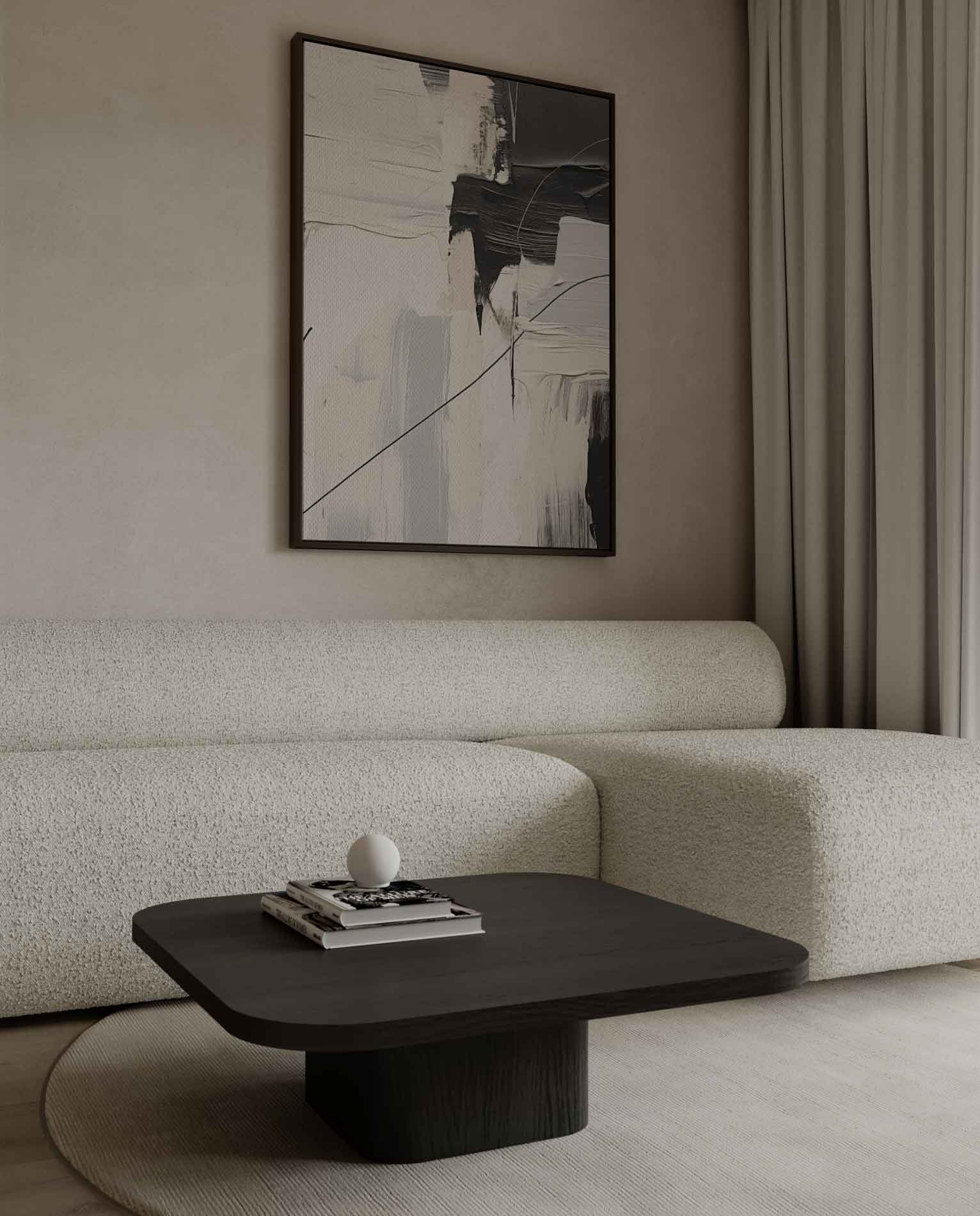 Abstracte Harmonie in Zwart en Wit Kunstwerk-canvas-dibond-plexiglas-wanddecoratie-WallArtistic