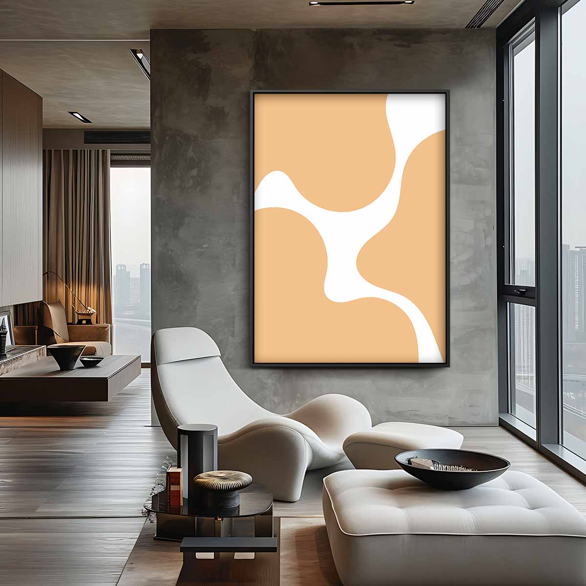 Vloeiende Vorm Abstractie Kunstwerk-canvas-dibond-plexiglas-wanddecoratie-WallArtistic