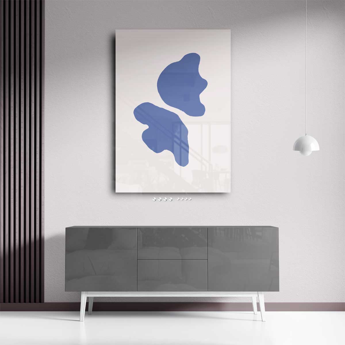 Blauwe Abstracte Vormen Kunstwerk-canvas-dibond-plexiglas-wanddecoratie-WallArtistic