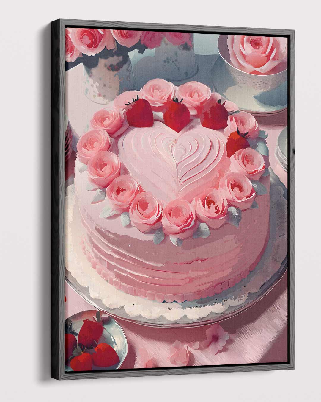 Romantische Rozen Taart Kunstwerk-canvas-dibond-plexiglas-wanddecoratie-WallArtistic