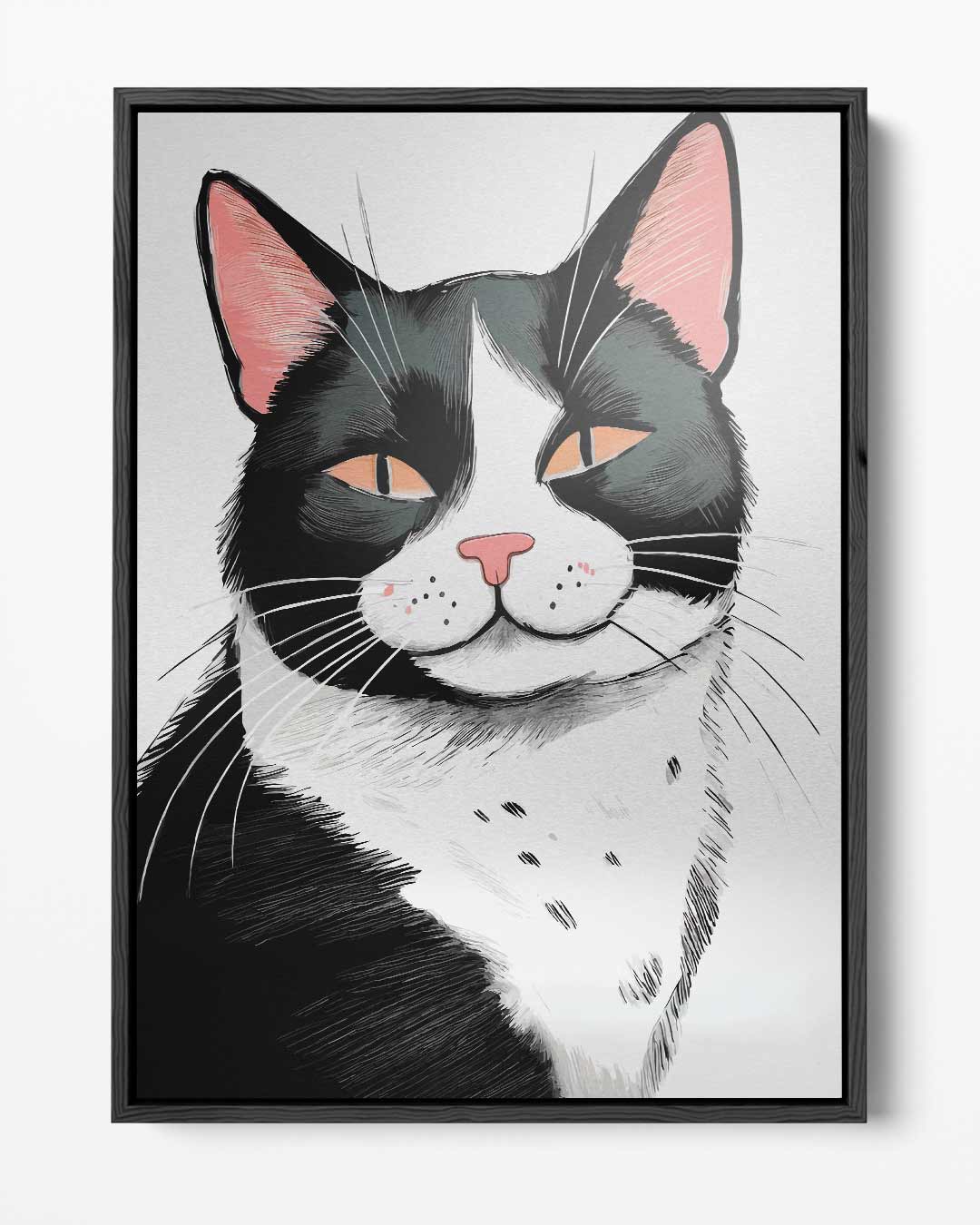 Schattige Kat Illustratie Kunstwerk-canvas-dibond-plexiglas-wanddecoratie-WallArtistic