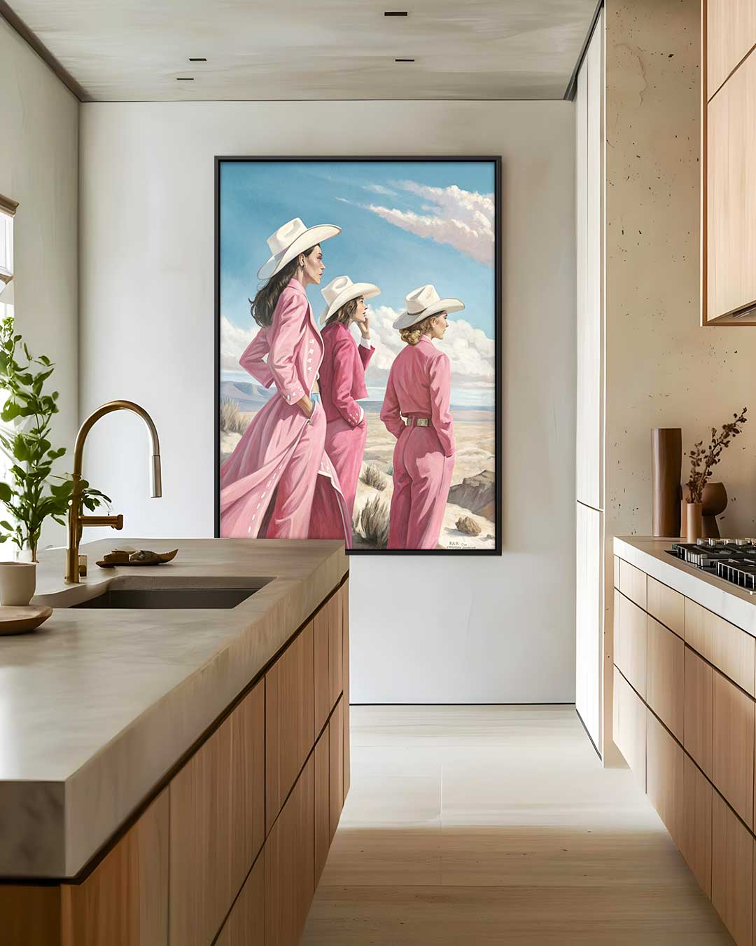 Western Dames in Stijl Kunstwerk-canvas-dibond-plexiglas-wanddecoratie-WallArtistic
