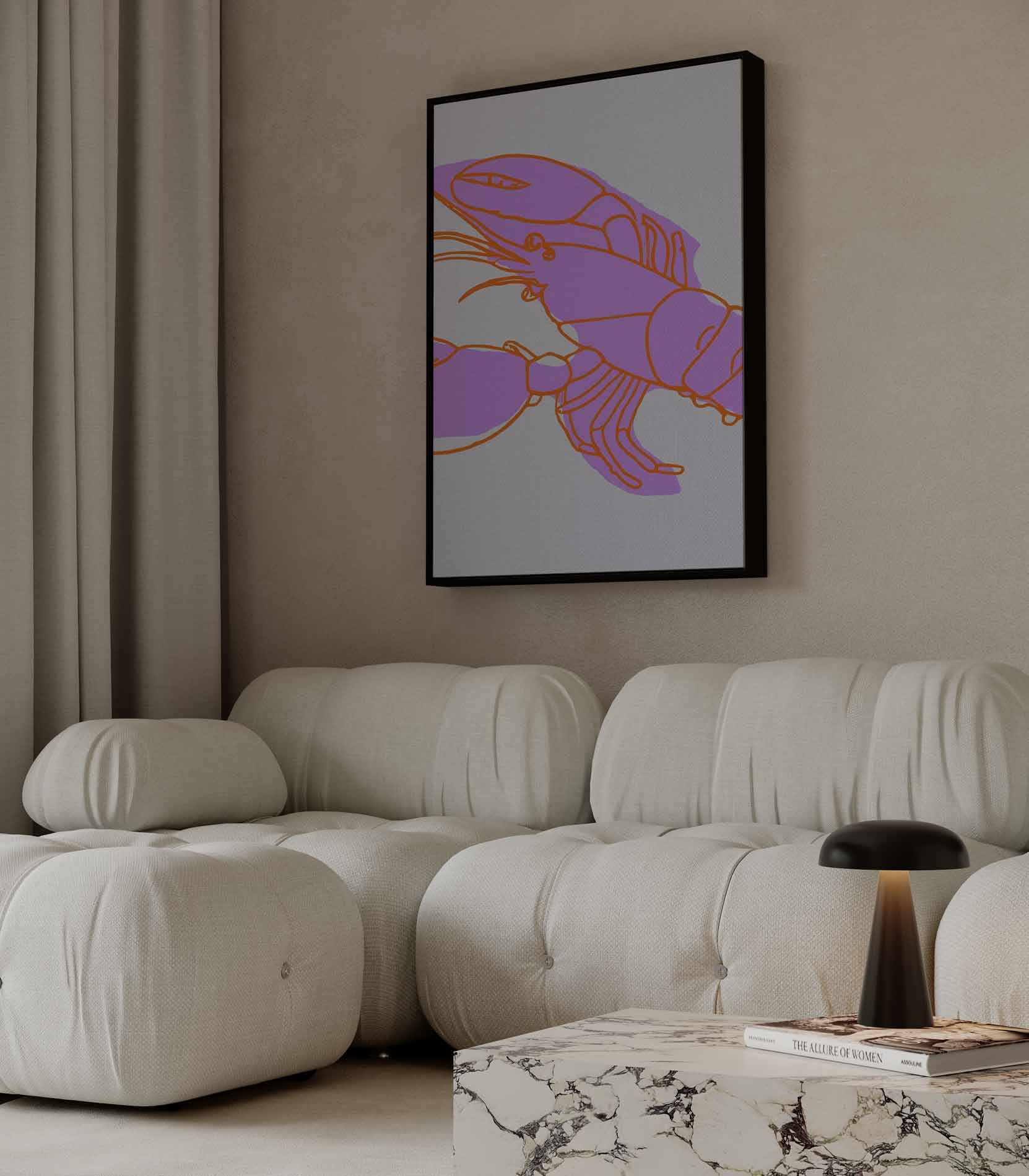 Kleurrijke Kreeft in Abstract Kunstwerk-canvas-dibond-plexiglas-wanddecoratie-WallArtistic