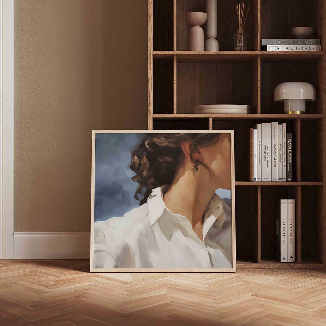 Vrouw in witte blouse Poster