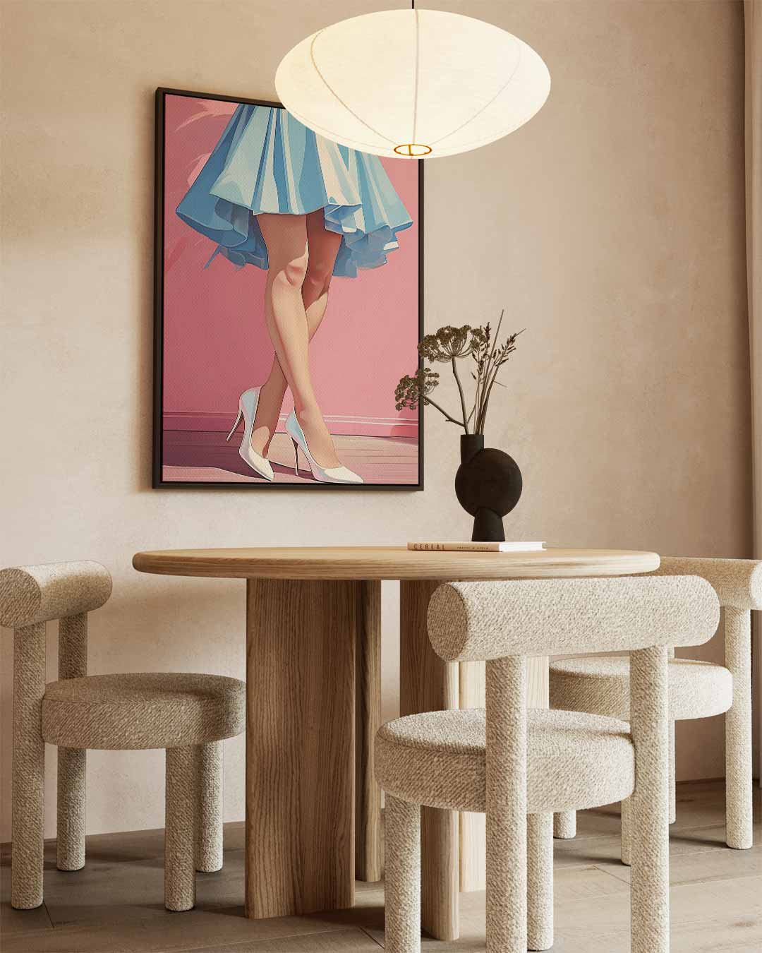 Vrouwelijke Elegantie in Blauw Kunstwerk-canvas-dibond-plexiglas-wanddecoratie-WallArtistic