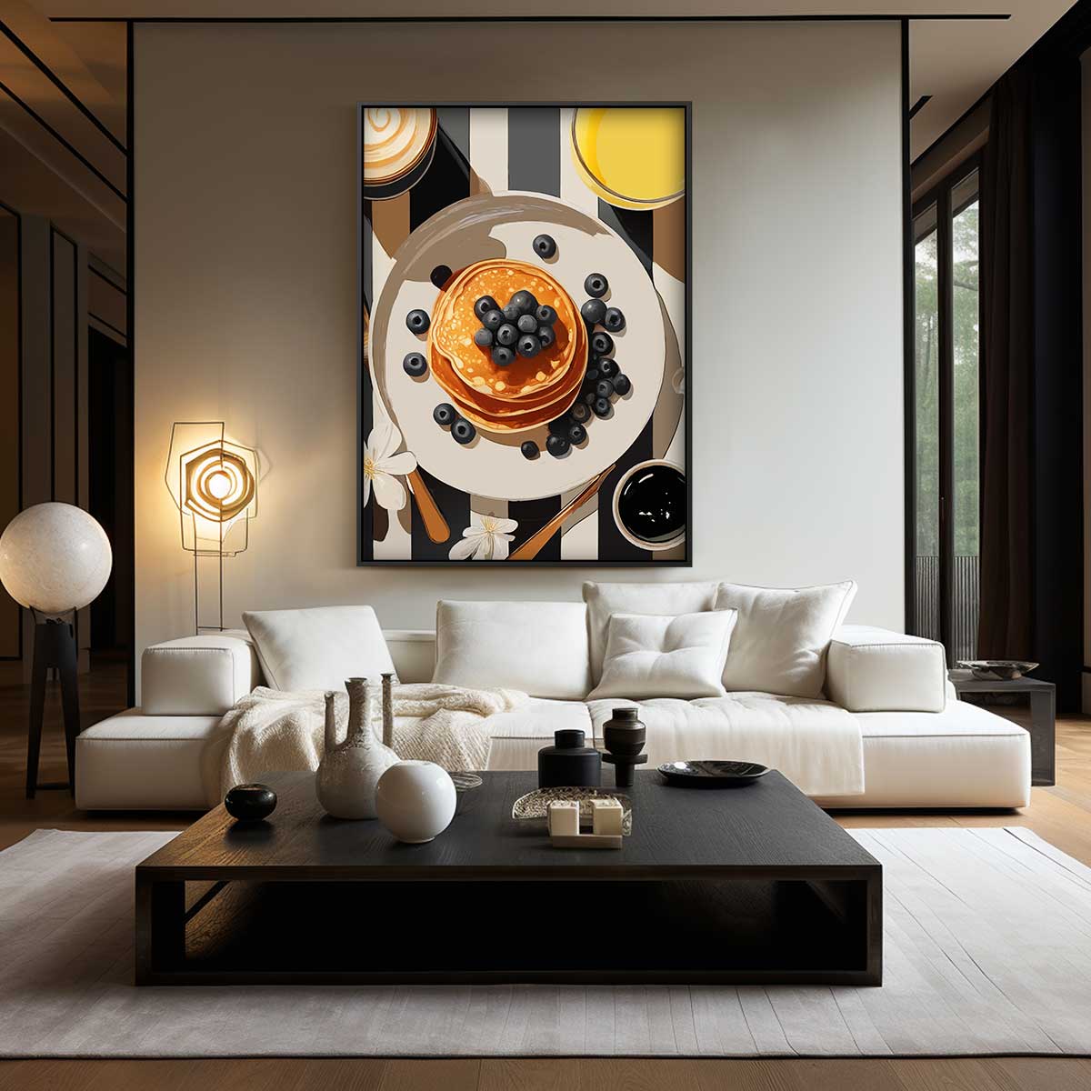 Ontbijtverrukkingen met Pannenkoeken en Bessen Kunstwerk-canvas-dibond-plexiglas-wanddecoratie-WallArtistic