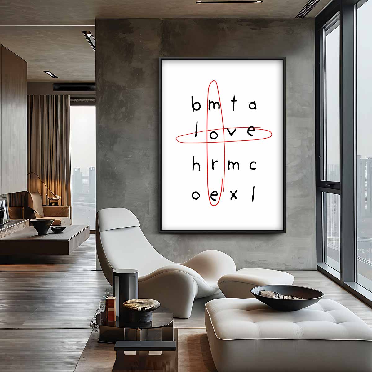 Woordenzoeker Liefde Kunstwerk-canvas-dibond-plexiglas-wanddecoratie-WallArtistic