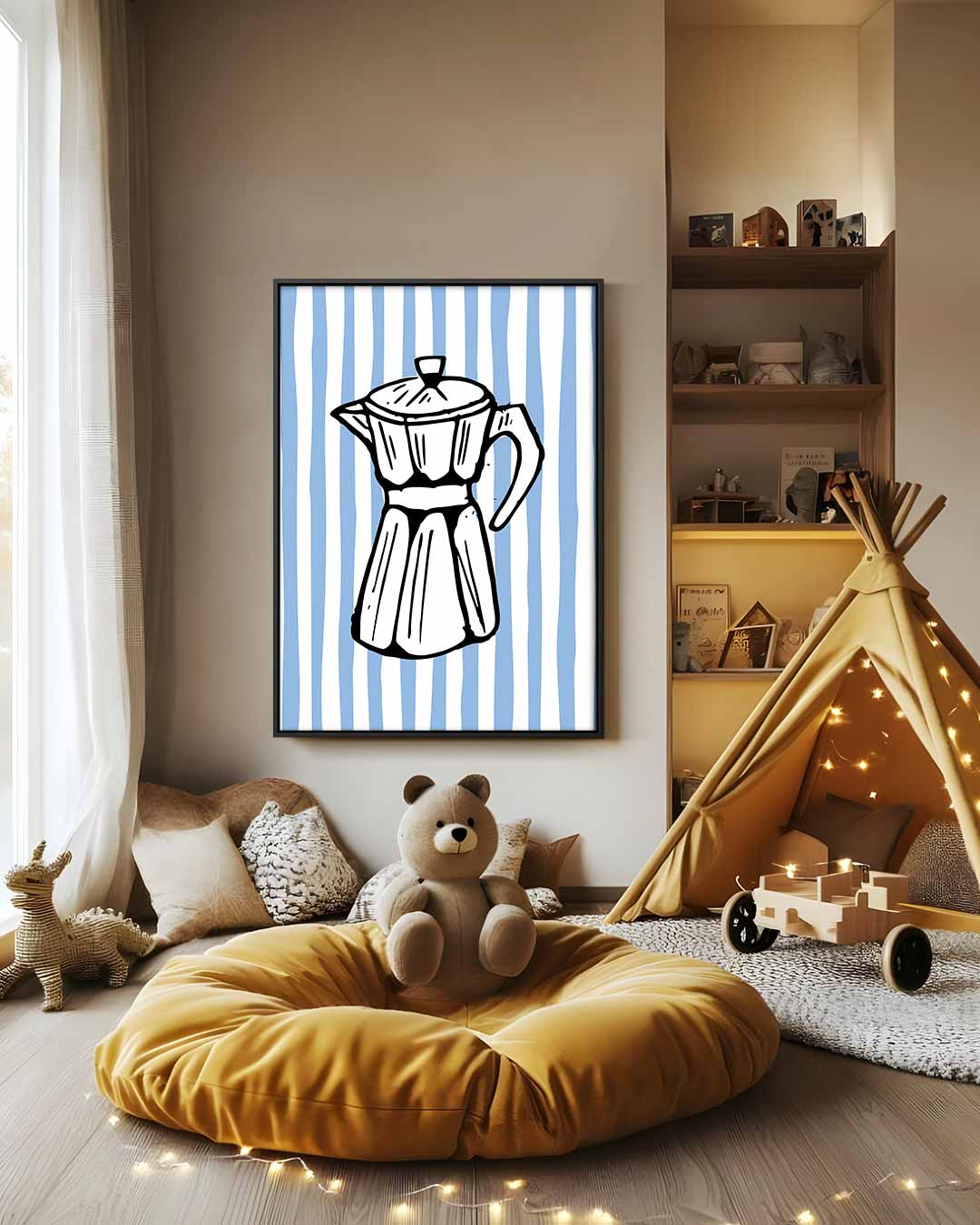Retro Koffiepot Illustratie Kunstwerk-canvas-dibond-plexiglas-wanddecoratie-WallArtistic