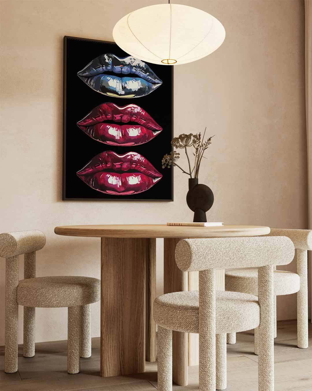 Pop Art Lippen Trio Kunstwerk-canvas-dibond-plexiglas-wanddecoratie-WallArtistic